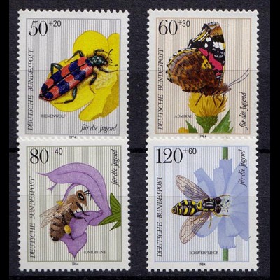 Germany BRD 1984 Mi 1202-05 ** MNH Bestäubungsinsekten - Pollinating insects