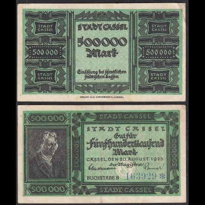 Hessen - Cassel - Kassel 500000 500.000 Mark 1923 Notgeld VF (31281