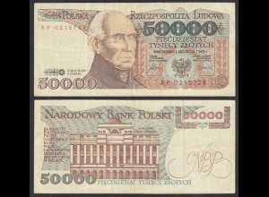 Polen - Poland - 50000 50.000 Zloty Banknote 1989 Pick 153a VF (3) (31021