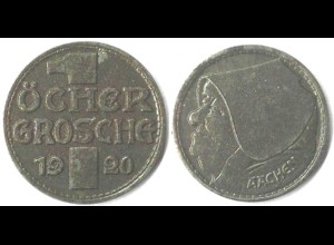 Aachen Germany 1 Ocher Groschen Notgeld/Emergency Money 1920 Iron RAR (4115