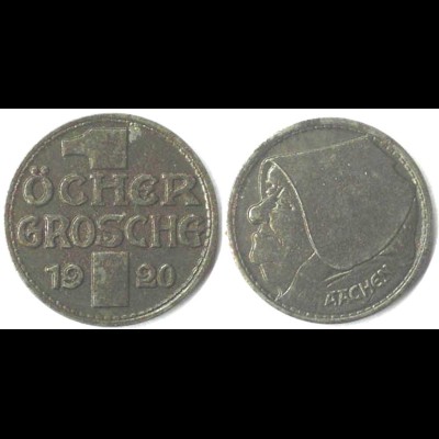 Aachen Germany 1 Ocher Groschen Notgeld/Emergency Money 1920 Iron RAR (4115