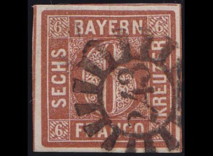 Bayern 6 Kreuzer Quadrat Marke Michel Nr. 4 gestempelt (10034
