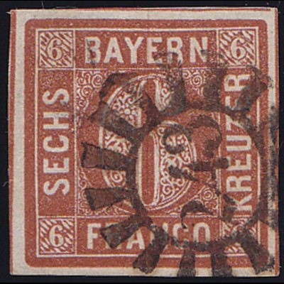 Bayern 6 Kreuzer Quadrat Marke Michel Nr. 4 gestempelt (10034
