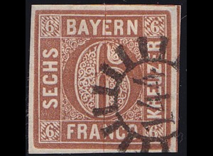 Bayern 6 Kreuzer Quadrat Marke Michel Nr. 4 gestempelt (10036