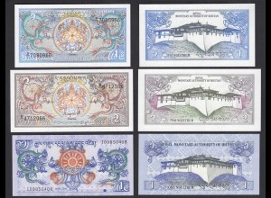 Bhutan - 3 Stück schöne Banknoten in Erhaltung UNC (1) (31521