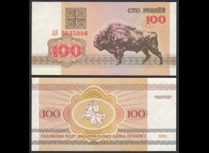 Weißrussland - Belarus 100 Rubel 1992 UNC (1) Pick Nr. 8 - Bison (31528