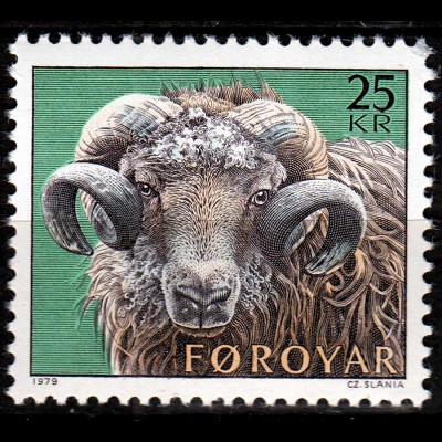 Färöer – Faroe Islands 1979 Mi. 42 ** 25 Kronen Schafzucht Widder - (70164