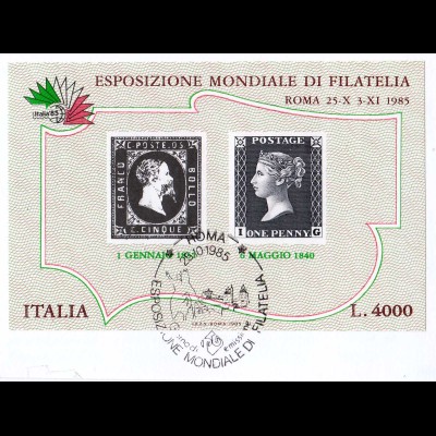 Italien Italy 1985 Block 1 Int. Briefmarkenausstellung ITALIA'85 Briefstück