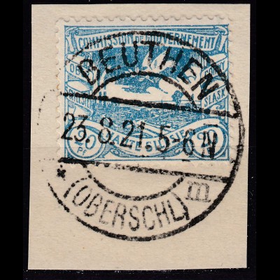 Oberschlesien - Upper Silesia 20 Pfg. Mi. 18 used gebraucht Briefstück BEUTHEN