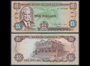 JAMAIKA - JAMAICA 5 Dollars Banknote 1987 Pick 70b VF (3) sig.8 (21528