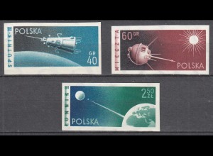 Polen - Poland 1959 Mi.1127-1129 B Satelliten postfrisch ** MNH (31640