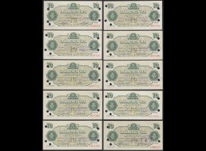 Bulgarien - Bulgaria 10 Stück á 10 Leva Foreign Exchange Certificate 1986 P FX39