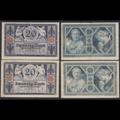 Reichsbanknote 20 Mark 1915 Ro 53 Pick 63 VF (3) UDR: O Serie H (31659