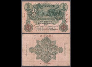 Ro 32 Reichsbanknote 50 Mark 1908 Pick 32 - VF- (3-) UDR R Seria C (31657