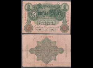 Ro 32 Reichsbanknote 50 Mark 1908 Pick 32 - VF (3) UDR R Seria C (31656