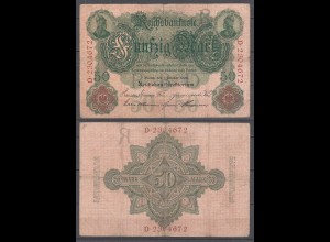 Ro 32 Reichsbanknote 50 Mark 1908 Pick 32 - F (4) UDR R Seria D (31655