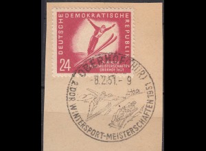 DDR 1951 Mi. 280 Briefstück SST 24 Pfennig Wintersport Skispringen (70273