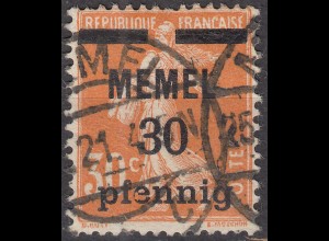 Memel 1920 Mi.21 Freimarke Frankreich mit Aufdruck 30 Pfennig gestempelt used