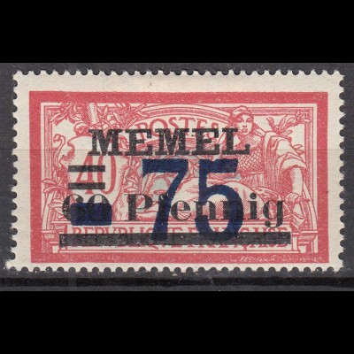 Memel 1922 Mi.49 Freimarke Frankreich Aufdruck 75 auf 50 auf 40 C.mit Falz MH