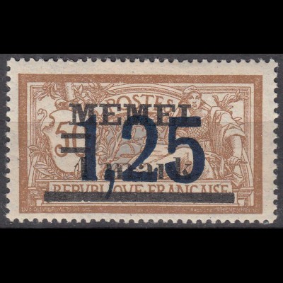 Memel 1922 Mi.50 Freimarke Frankreich Aufdruck 1,25 auf 1 M auf 50 C.mit Falz MH