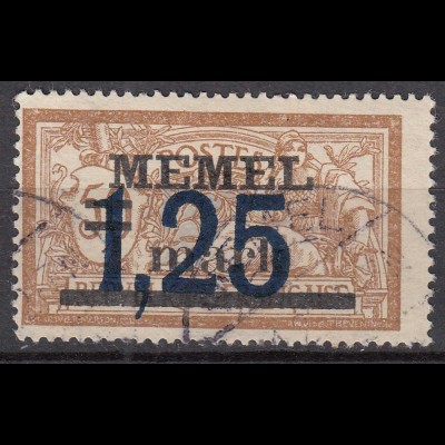 Memel 1922 Mi.50 Freimarke Frankreich Aufdruck 1,25 auf 1 M auf 50 C. gest. used