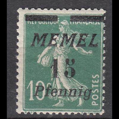 Memel 1922 Mi.54 Freimarke Frankreich Aufdruck 10 Pfg. auf 10 C. postfrisch MNH