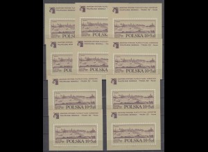 Poland 1973 Mi. Block 55 10 pieces Intl. Philatelic Exhibition - Souvenir Sheet 