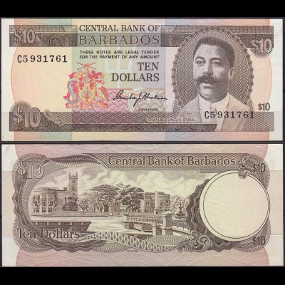 Barbados 10 Dollars Banknotes 1973 Pick 33 aUNC (11490
