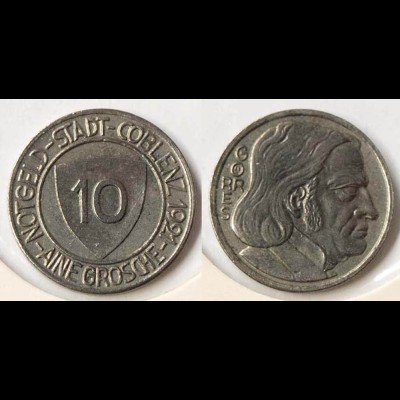 Coblenz - Koblenz 10 Pfennig Notgeld Emergency money 1921 Eisen Iron (n741