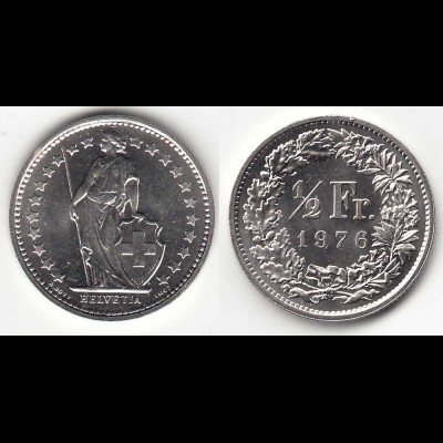 Schweiz - Switzerland 1/2 Franken 1976 Münze COIN (31706