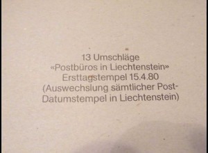 Liechtenstein 15.04.80 13 Postbüro Umschläge Ersttag Stempel Wechsel (23265