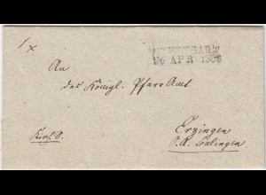 1833 Vorphila STUTTGART Gailburg Aufgebot nach Erzingen/Balingen Inhalt (4044