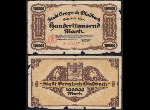 Notgeld Bergisch Gladbach 100-Tausend Mark 1923 Notgeld extrem stark gebraucht
