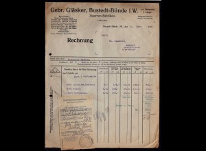 1921 Bustedt-Bünde Lippe Detmold alte Rechnung der Firma Gläsker (24077