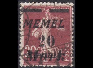 Memel 1922 Mi.109 Freimarken Aufdruck 20 Pf. auf 20 C. gestempelt used (70448