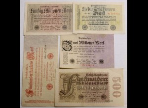 Germany - 5 pieces German Reichsbanknotes 1923 Infla (cb154