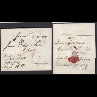 ERFURT L2s 1830 schöner Brief mit Inhalt nach LANGENSALZA Taxiert (31763