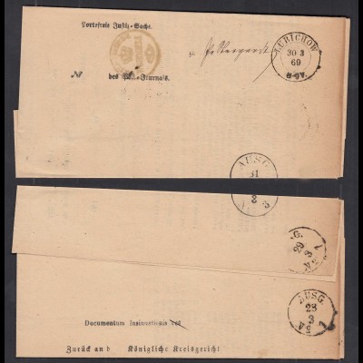 Lubichow (Lubichowo) - POST-BEHÄNDIGUNGSSCHEIN 1869 Zustellungsurkunde Justiz
