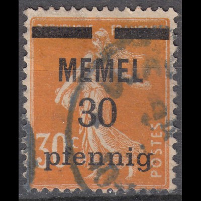 Memel 1920 Mi.21 Freimarken mit Aufdruck 30 Pf. auf 30 C. gestempelt used (70456