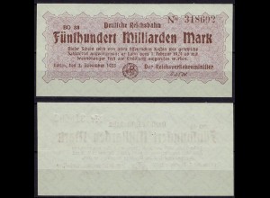 Reichsbahn Berlin 500 Milliarden Mark Banknote 1923 aUNC (ca726