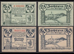 ZOBTEN am Berge Schlesien 2 Stück Notgeld EMERGENCY MONEY 1919 (31830
