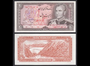 IRAN - Persien 20 RIALS (1974-79) Pick 100a UNC (1) Schah Reza Pahlavi (31854