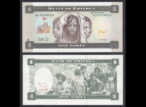 Eritrea 1 Nakfa Banknote 1997 Pick 1 XF (2) (31891