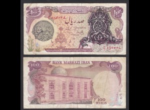 IRAN (Persien) - 100 RIALS Banknote o.J. Pick 118b F (4) overprint (31864