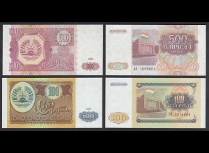 TADSCHIKISTAN - TAJIKISTAN 100 + 500 Rubels Banknoten 1994 UNC (1) (31894
