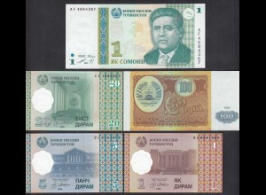 TADSCHIKISTAN - TAJIKISTAN 5 Stück Banknoten 1994/1999 UNC (1) (31895