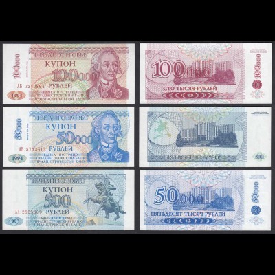 TRANSNISTRIEN - TRANSNISTRIA 500, 50.000, 100.000 Rubels 1993/94 (31898