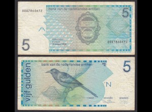 Niederlande Antillen 5 Gulden 1986 Pick 22a VF- (3-) (31909
