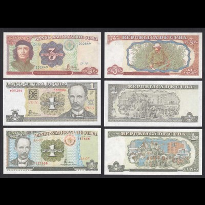 Kuba - Cuba - 1,1,3 Pesos 1995-2004 Pick 112,113,121d UNC (1) (31912
