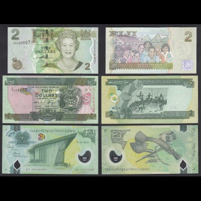 Fidschi - Solomon - Papua New Guinea je 2 Dollars 2007/11 UNC (1) (31918